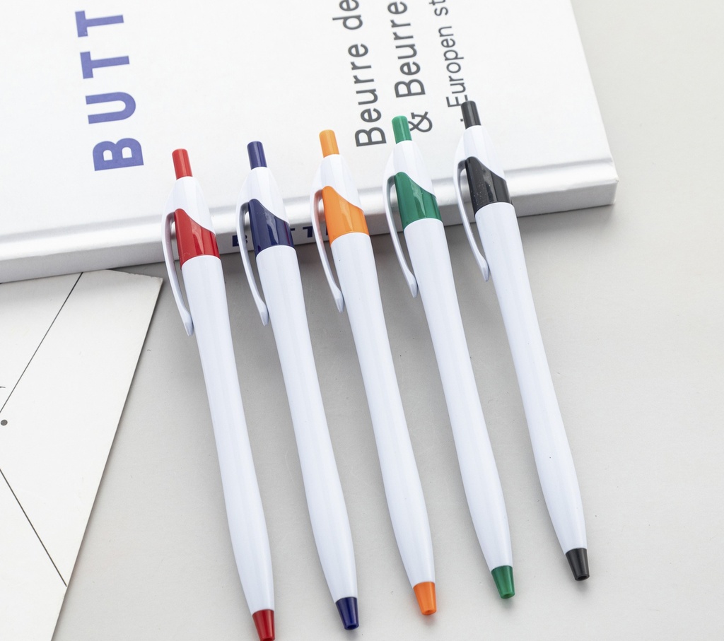 Plastic Pen - Coloured Tip & Top (Blue)