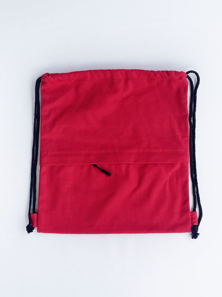 Cotton Zipper Drawstring Bag (Print, Red)